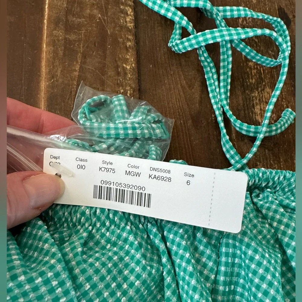 NEW! J.Crew Gingham Ruffle Bandeau One-piece Swimsuit